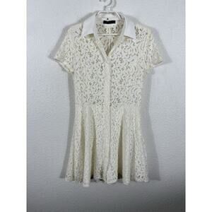 Alessandro Miele Dress Fits Like S Ivory Sheer Lace Bodice *Flaws See Listing